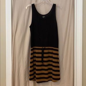 loft tank dress with black and brown stripe bottom